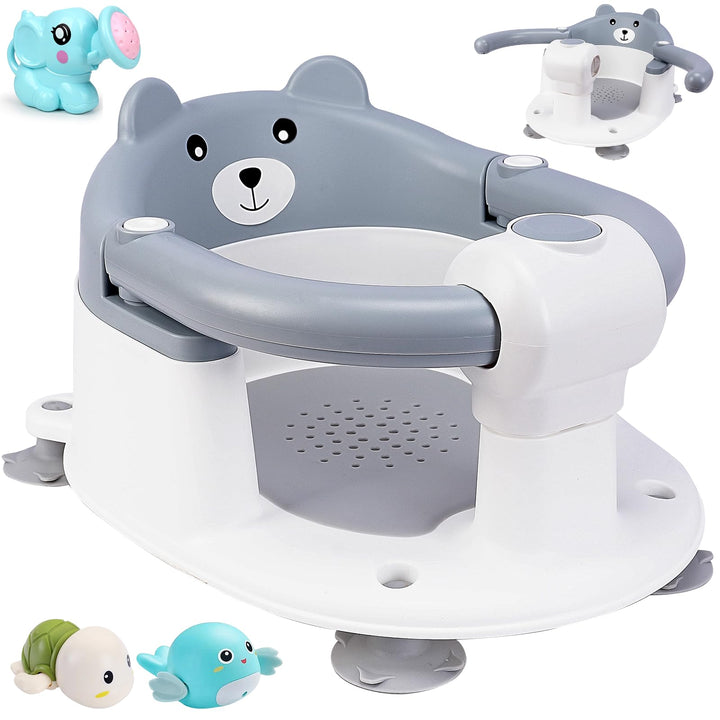 Badewannensitz Baby ab 6 Monate,Baby Badewannensitz,Bär Rutschfester Badesitz Baby,Sicherer Tragbare
