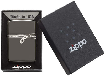 Zippo Sturmfeuerzeug 21088 Zipped Reissverschluss Farbig Schwarz, Farbig Schwarz