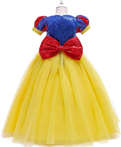 Windskids Schneewittchen Kostüm Mädchen Prinzessin Kleid mit Zubehör Verkleidung Snow White Schleife