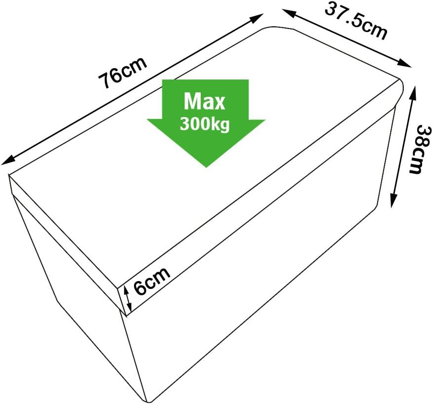 dibea Sitzhocker faltbar max 300 kg Leinen, 76x38x38 cm grau, 76x38x38 cm Grau