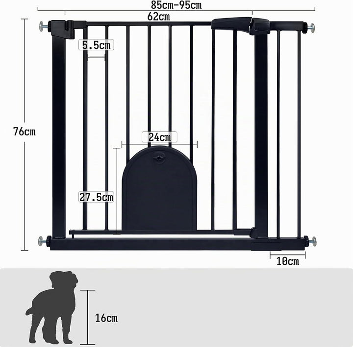 Froadp Türschutzgitter Baby Treppengitter 85-95cm Kindergitter ohne Bohren Türgitter mit Tür für Hun