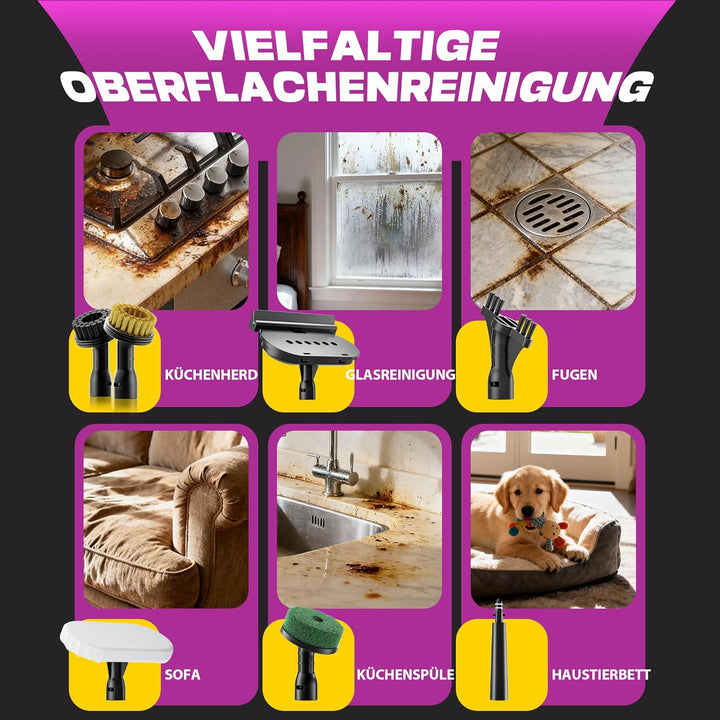 Handdampfreiniger 1200W, 500ml abnehmbarer Wassertank mit Reinigungsmittelspender, entfernt Fett und