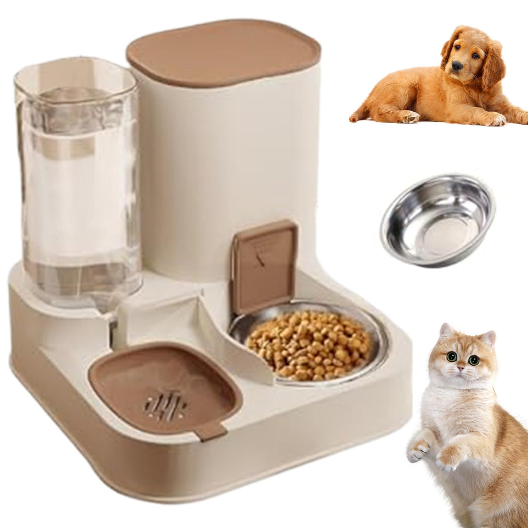 Automatische Futterhäuschen, automatische Katzenfuttermittel 2 in 1 Edelstahl und PP Katze Feeder un
