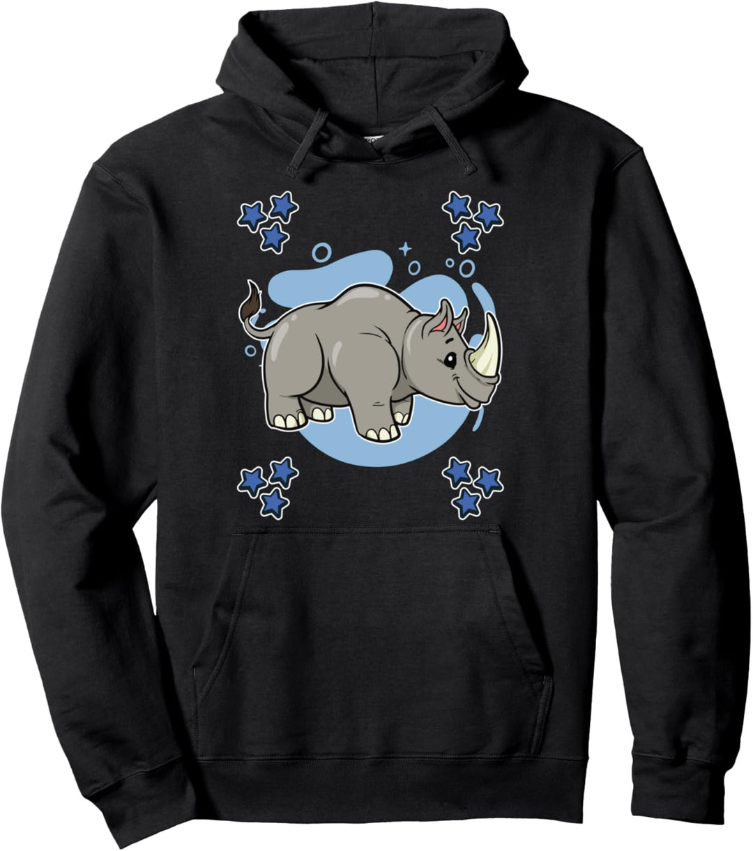 Herren Nashorn Zeichnung Sterne Jungen Nashorn Pullover Hoodie
