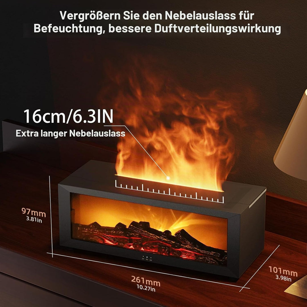 Diffusor LED Kamin Aroma Luftbefeuchter mit Fernbedienung, Dynamischem Flammeneffekt, 150ml Öl Aroma