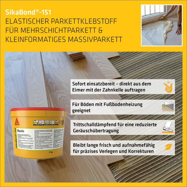 Sika - Parkettkleber - SikaBond-151 - Braun - Mehrschichtparkett - Verarbeitungsfertig - Auf Fussbod