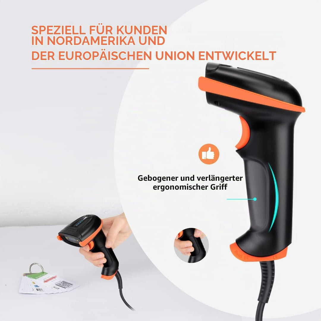 Tera Barcode-Scanner 1D Laser USB Wired Kabelgebunden Handheld Barcodescanner Handscanner Lesegerät