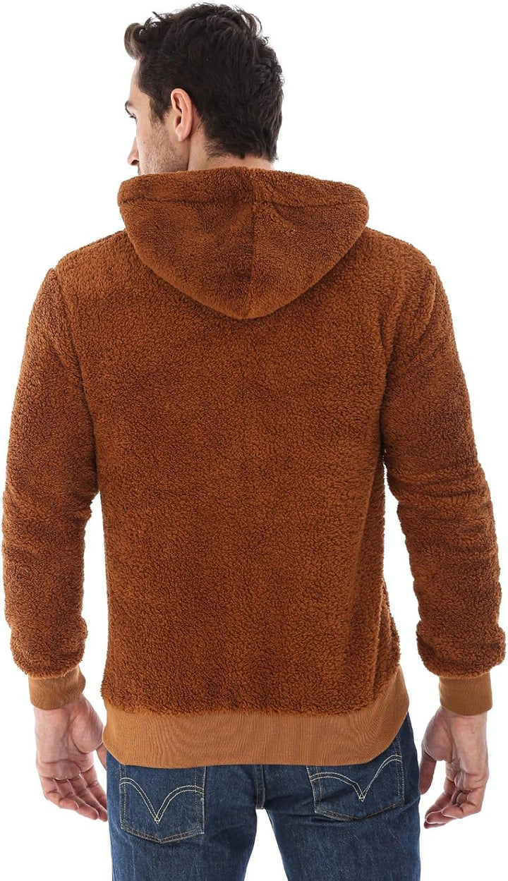 Raff &Taff Herren Kapuzenjacke Teddy Fleece Plüschjacke mit Kapuze Casuale Zip Hoodie Cardigan mit K