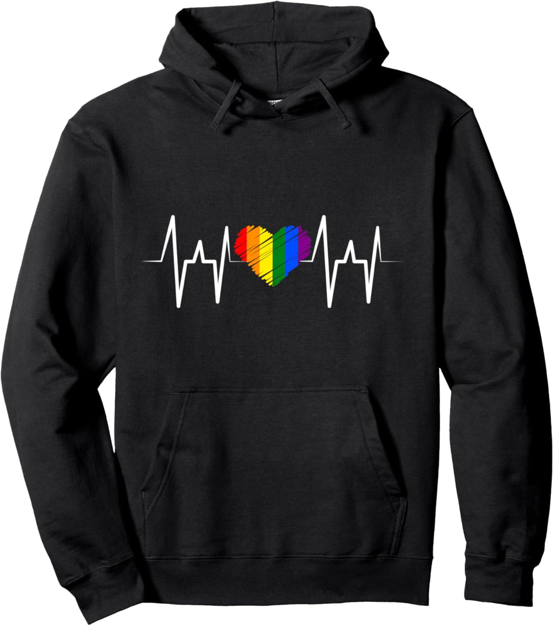 LGBT-Regenbogen-Herzschlag Lesbian Gay Pride Pullover Hoodie