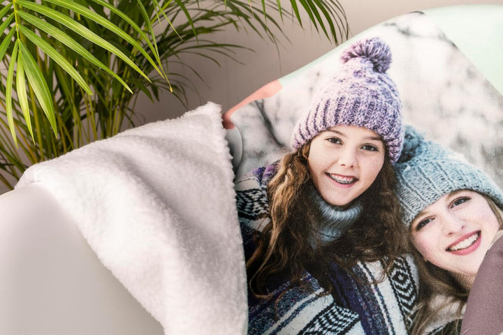 Wanapix | Personalisierte Kunstfell-Decke mit Foto &amp; Text | Maximale Wärme 490 g/m² (Fleece + Kunstf