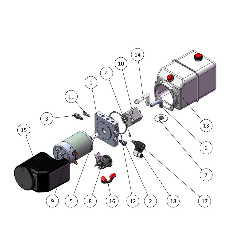 Hydraulikaggregat HYDRAF, Hydraulikpumpe mit 4 Liter Tank und Kabelfernbedienung + Funkfernbedienung