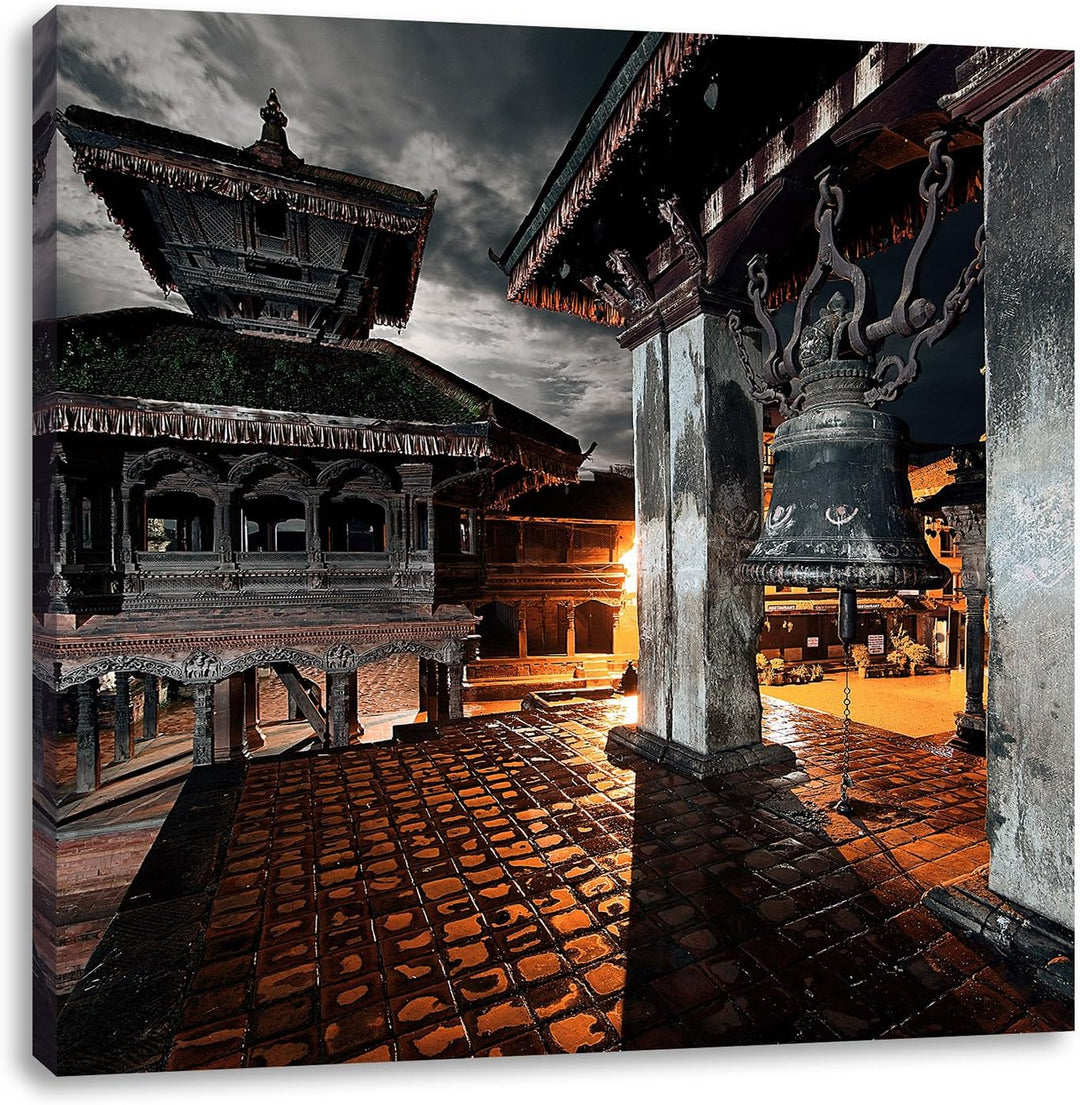 Pixxprint Mystische Stadt, Format: 70x70 auf Leinwand, XXL riesige Bilder fertig gerahmt mit Keilrah