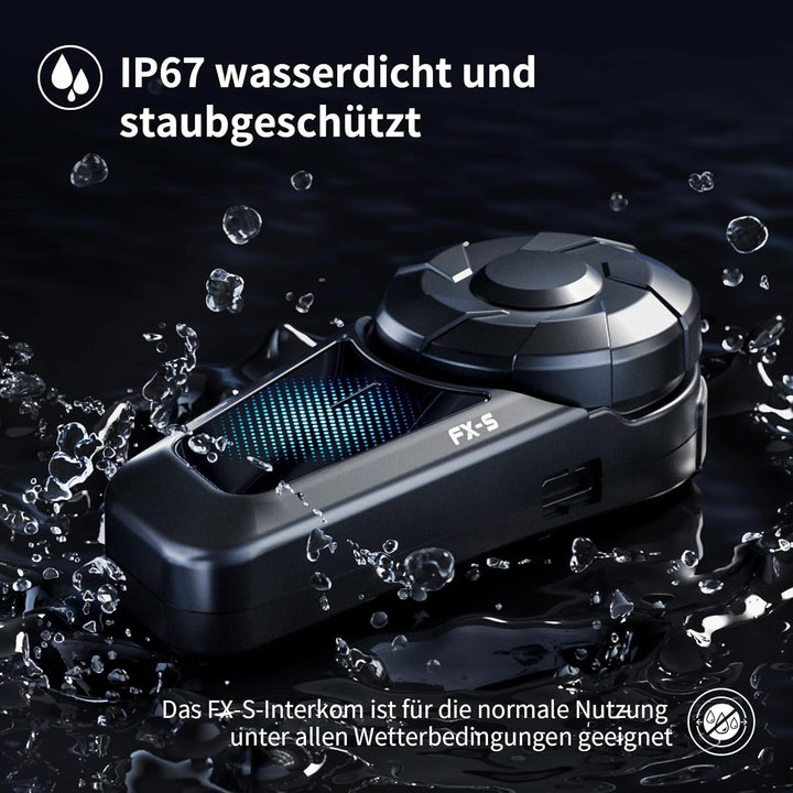 Fodsports FX-S Motorrad Headset Bluetooth 5.4, Helm Kommunikationssystem für 2 Personen, Dreifache G