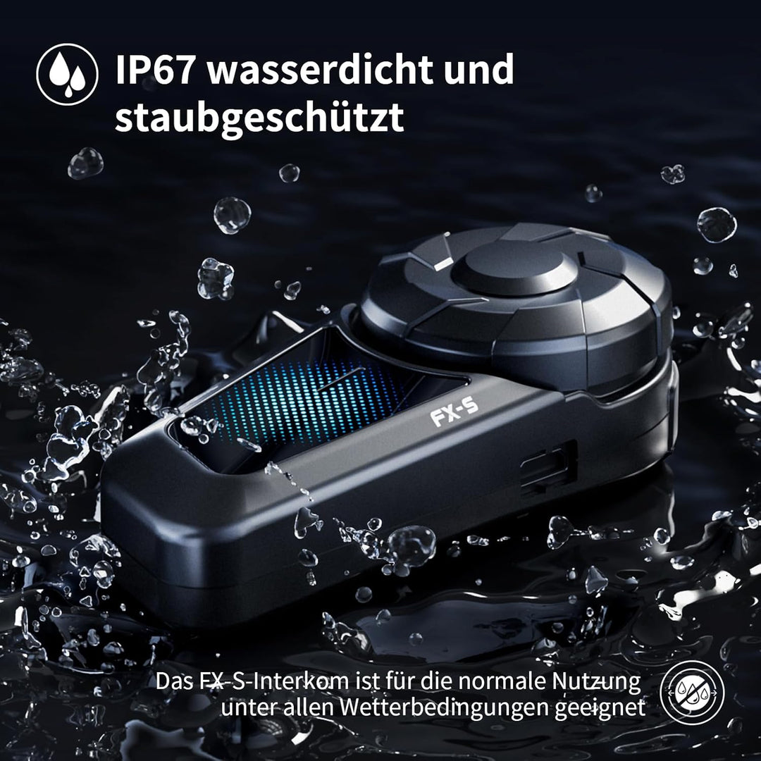 Fodsports FX-S Motorrad Headset Bluetooth 5.4, Helm Kommunikationssystem für 2 Personen, Dreifache G