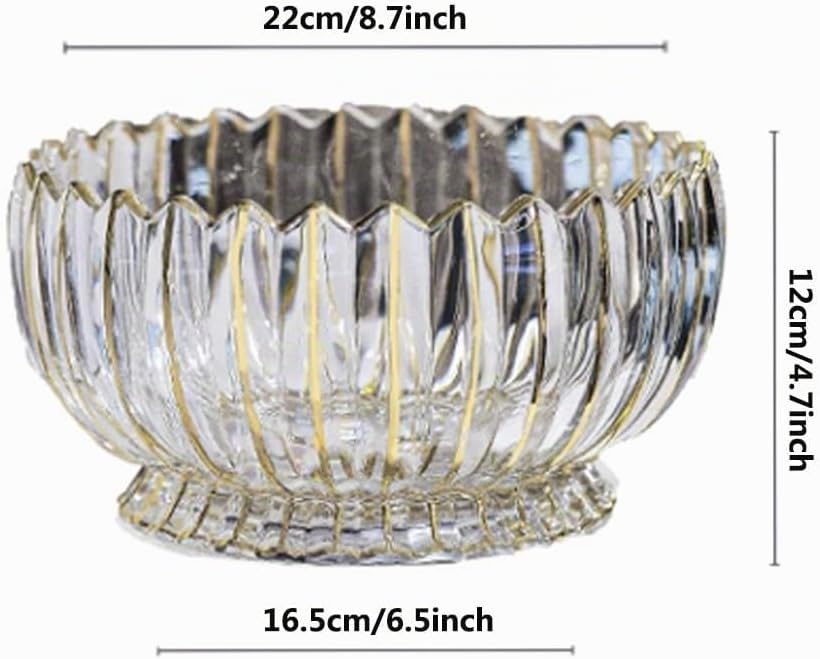 Handbemalte runde Kristallglas-Obstschale mit Fuss, 22,1 cm Durchmesser, elegante dekorative Obst-/S