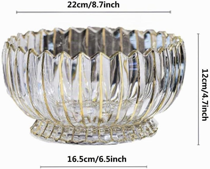 Handbemalte runde Kristallglas-Obstschale mit Fuss, 22,1 cm Durchmesser, elegante dekorative Obst-/S