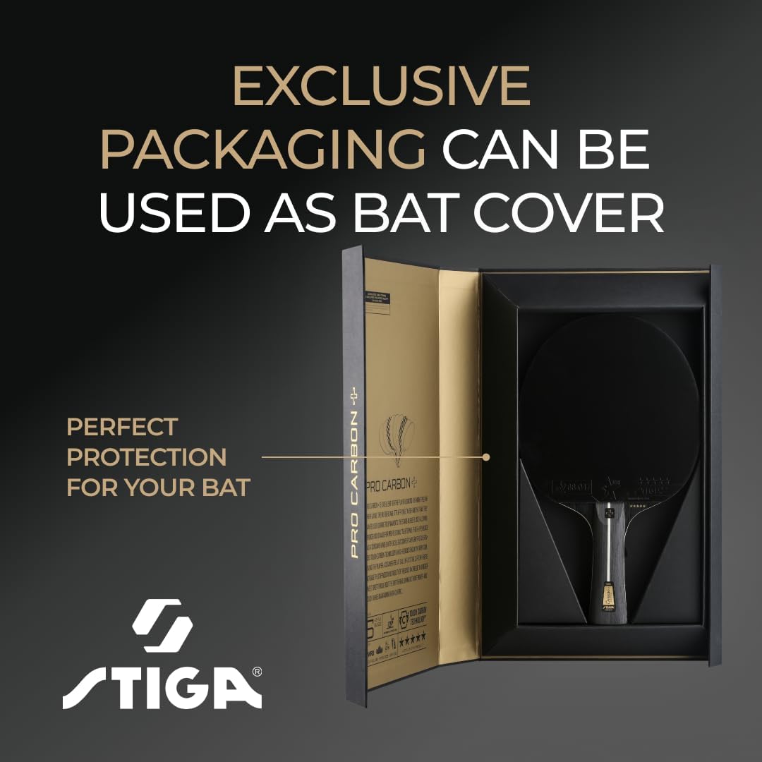 STIGA Unisex – Erwachsene Pro Carbon + Profi Tischtennisschläger,, Pro Carbon Tischtennisschläger, S