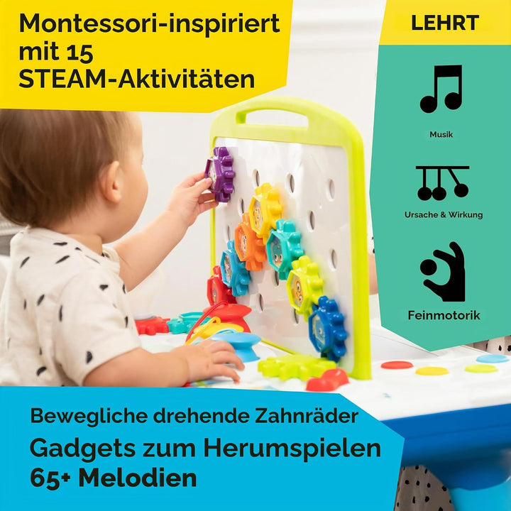 Baby Einstein, Curiosity Table Spieltisch mit 65 Melodien, abnehmbaren Füssen, Lichtern, Zahnrädern