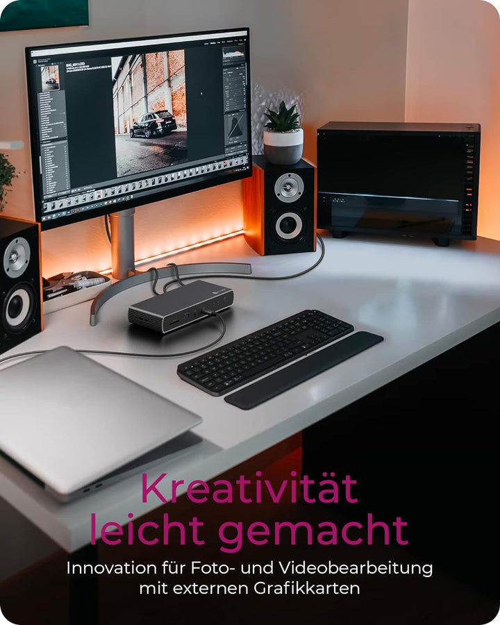 ICY Box Thunderbolt 4 Docking Station (10-in-1) für 2 Monitore (4K 60Hz) oder 1 Monitor (8K 30Hz), 2