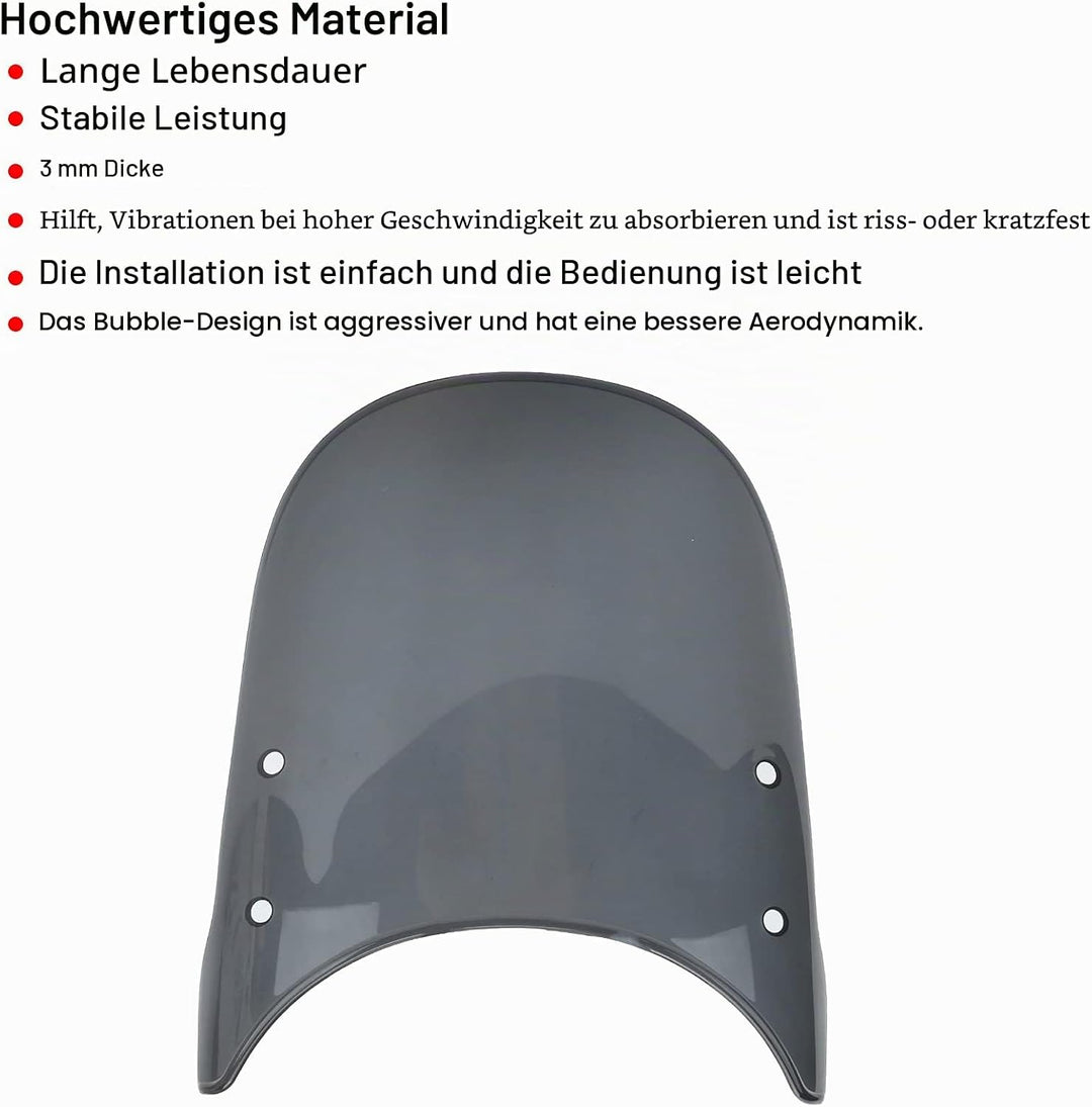 Yctze Motorrad Windschutzscheibe, Motorrad Windschutzscheibe Universal Anti-Crack Scratch Resistant