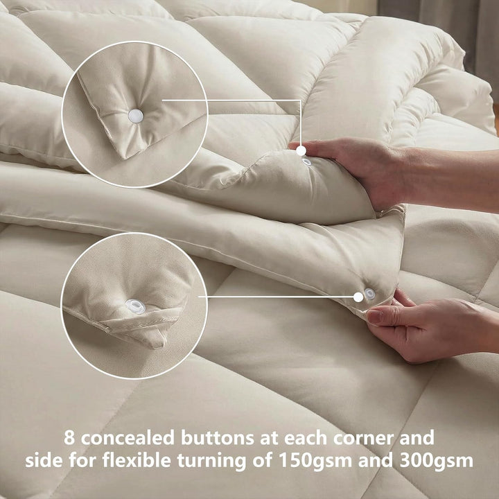 WAVVE Bettdecke 135x200 4 Jahreszeiten 2 teilig - Ganzjahresdecke 135x200cm 300gsm+ Sommerdecke 135