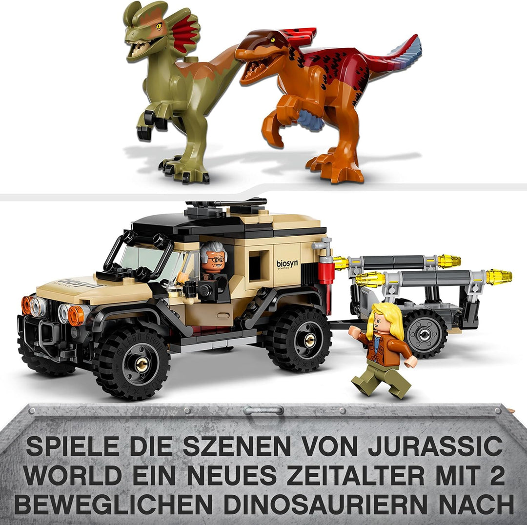 LEGO 76951 Jurassic World Pyroraptor & Dilophosaurus Transport, Dinosaurier Spielzeug, Spielzeugauto