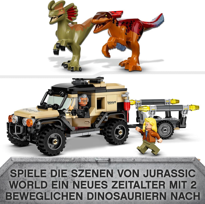 LEGO 76951 Jurassic World Pyroraptor & Dilophosaurus Transport, Dinosaurier Spielzeug, Spielzeugauto