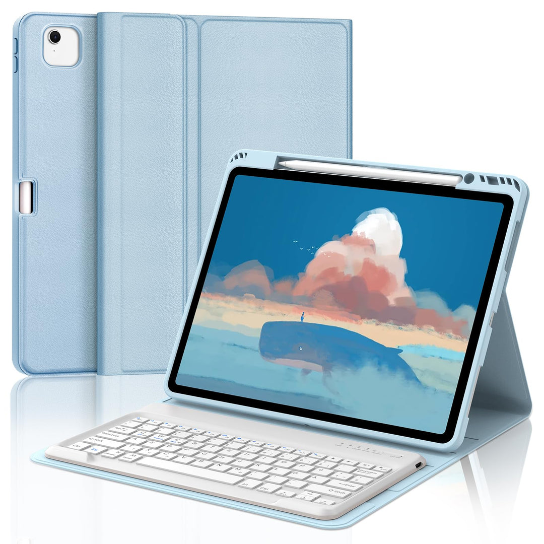 Hülle mit Tastatur für iPad Pro 12.9 Zoll 6ª 2022 /5ª 2021/4ª 2020/3ª Gen 2018, QWERTZ Deutsches Mag