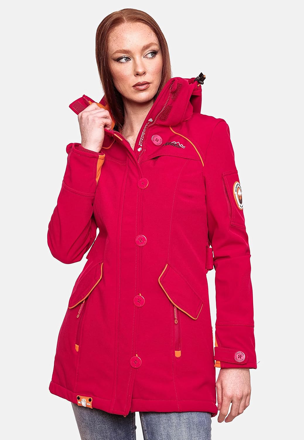 MARIKOO Damen Outdoor Parka Kurzmantel Outdoor Mantel wasserdicht mit Kapuze Soulinaa XS Fuchsia, XS