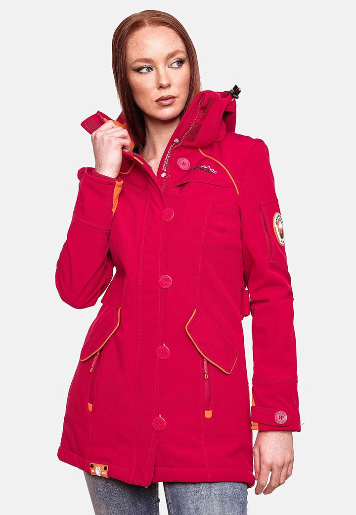 MARIKOO Damen Outdoor Parka Kurzmantel Outdoor Mantel wasserdicht mit Kapuze Soulinaa XS Fuchsia, XS