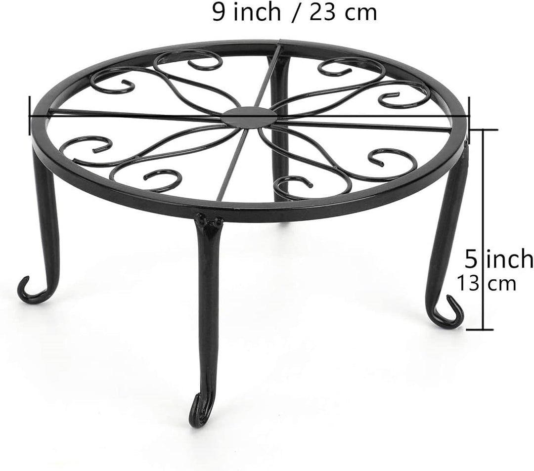 Tosnail 4 Stück Pflanzenständer für Blumentöpfe, Metall, Schwarz, rund Blumentopfständer, Heimpflanz
