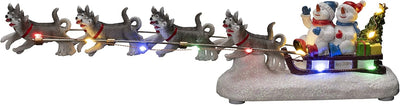 Konstsmide LED Szenerie"Schneemann mit Hundeschlitten", 6H Timer, 10 bunte Dioden, batteriebetrieben