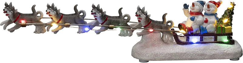 Konstsmide LED Szenerie"Schneemann mit Hundeschlitten", 6H Timer, 10 bunte Dioden, batteriebetrieben