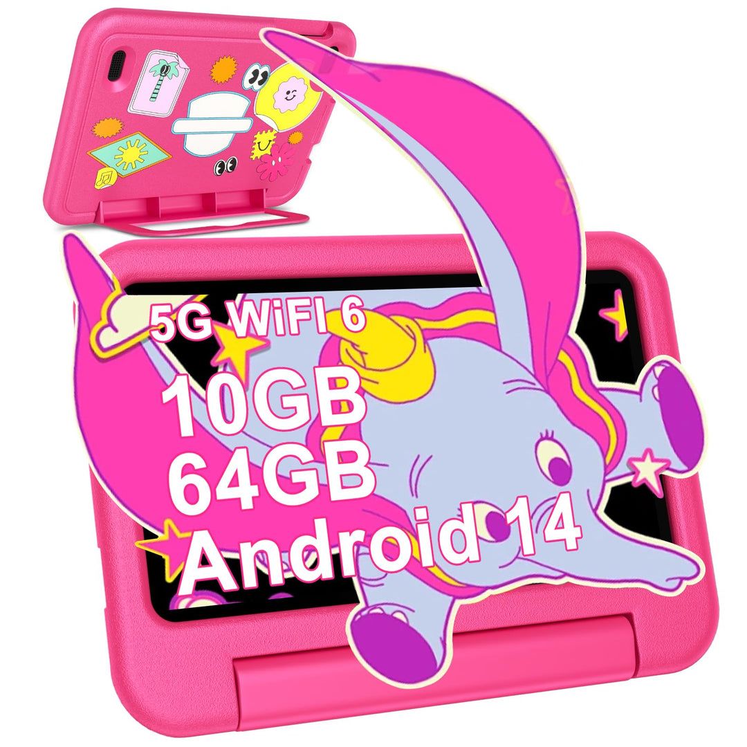 ZIOVO 2026 Neueste Kinder Tablet 7 Zoll mit 10GB RAM+64GB ROM/TF 2TB, 2.4G+5G WLAN 6, Octa-Core, Fac