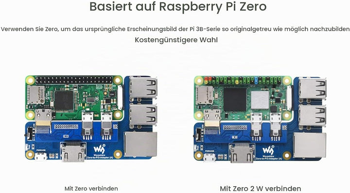 Waveshare Pi Zero auf Raspberry Pi 3 Model B/B+ Adapter, Onboard 4-CH USB Port, 100M Ethernet Port u