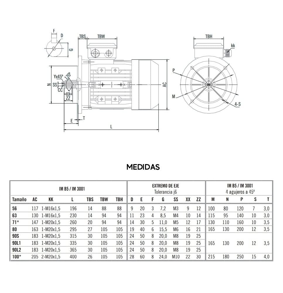 Dreifachmotor 230/400 V 0,75 kW / 1 PS (140 U/min)