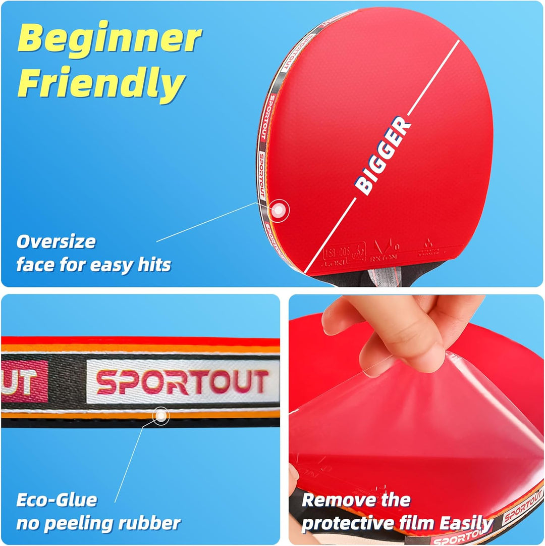 Tischtennisschläger Set, Profi Tischtennis-Schläger mit Tischtennisbälle Tischtennis Schläger Set mi