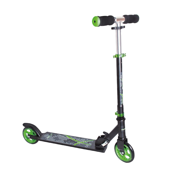 muuwmi Aluminium Scooter – Tretroller, 125 mm, ABEC 5, GS geprüft, höhenverstellbar grün/schwarz, gr