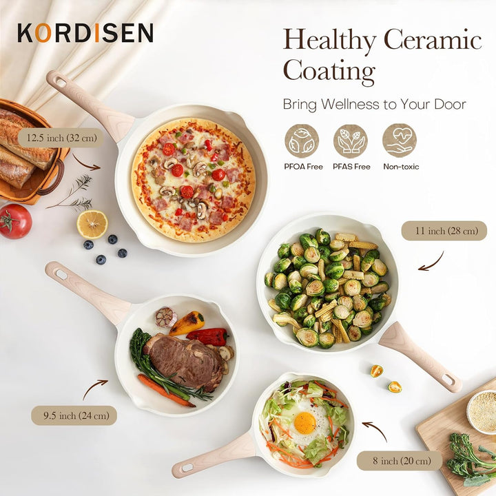 Kordisen Keramik Bratpfanne 24 cm Induktion, Antihaft Keramik Pfanne, Gesund und Ungiftig, PFOA und