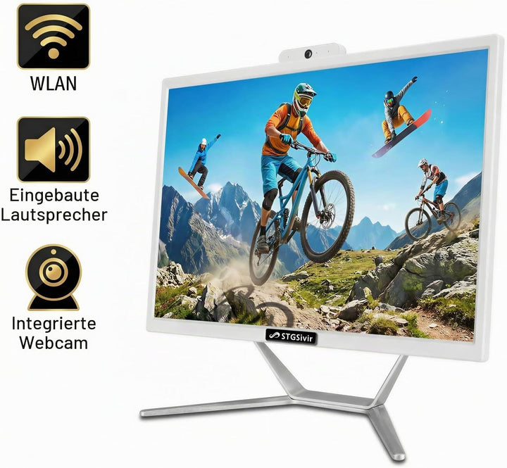 STGsivir All-in-One Desktop-PC, Display 21,5 Zoll, Core i5 bis 3,6 GHz, 16 GB RAM, 512 GB SSD, WiFi