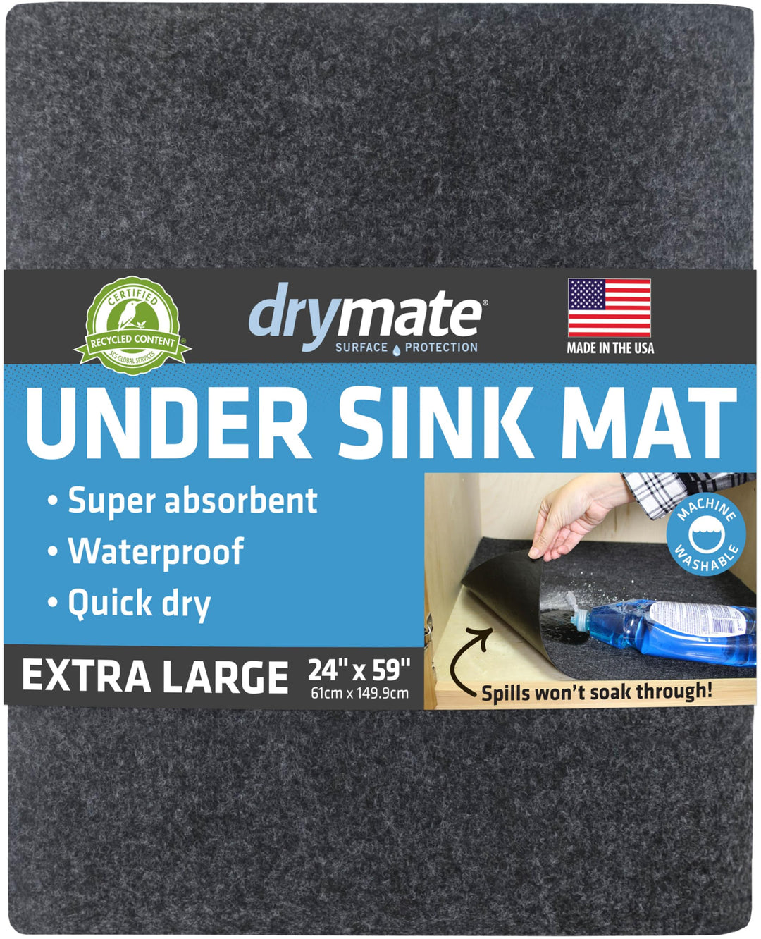 Drymate XL Under The Sink Mat (24 "x 59"), Premium Shelf Liner, leicht zu schneiden - saugfähig/wass