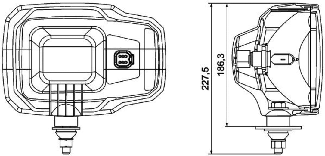 HELLA - Halogen-Hauptscheinwerfer - 12V - Einbau - Lichtscheibenfarbe: gelb - Stecker: DEUTSCH Steck