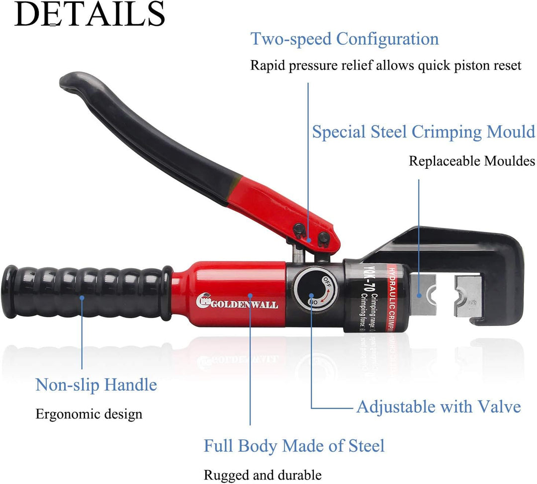 CGOLDENWALL Hydraulische Crimpzange für 10T 4-70m㎡-Rohre mit Isoliertem GriffKabelschuhe Zange 2 Paa