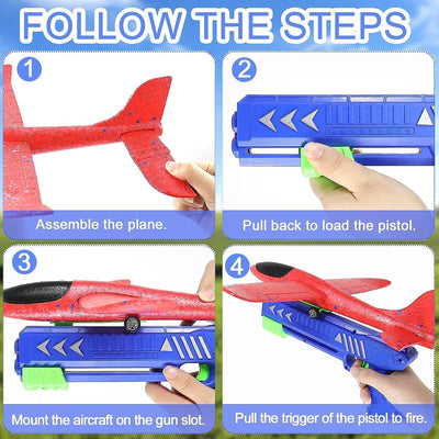 Forhome Spielzeug Flugzeuge,2 Stück Styroporflieger Katapult,Modell Schaum Flugzeug,Gross Kinder Sty