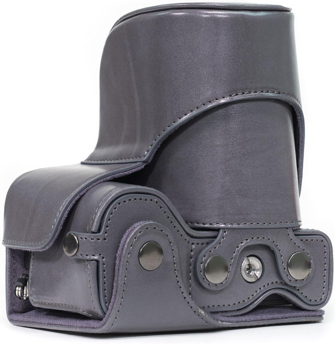 MegaGear Sony Alpha A6500 (up to 16-70mm Objektiv) Ever Ready Leder Kamera-Case mit Trageriemen und