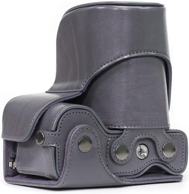 MegaGear Sony Alpha A6500 (up to 16-70mm Objektiv) Ever Ready Leder Kamera-Case mit Trageriemen und