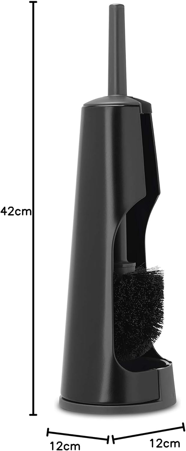 Brabantia 108587 WC-Garnitur und Bürste, Plastik, matt schwarz, 30 x 20 x 10 cm Matt Black Toiletten