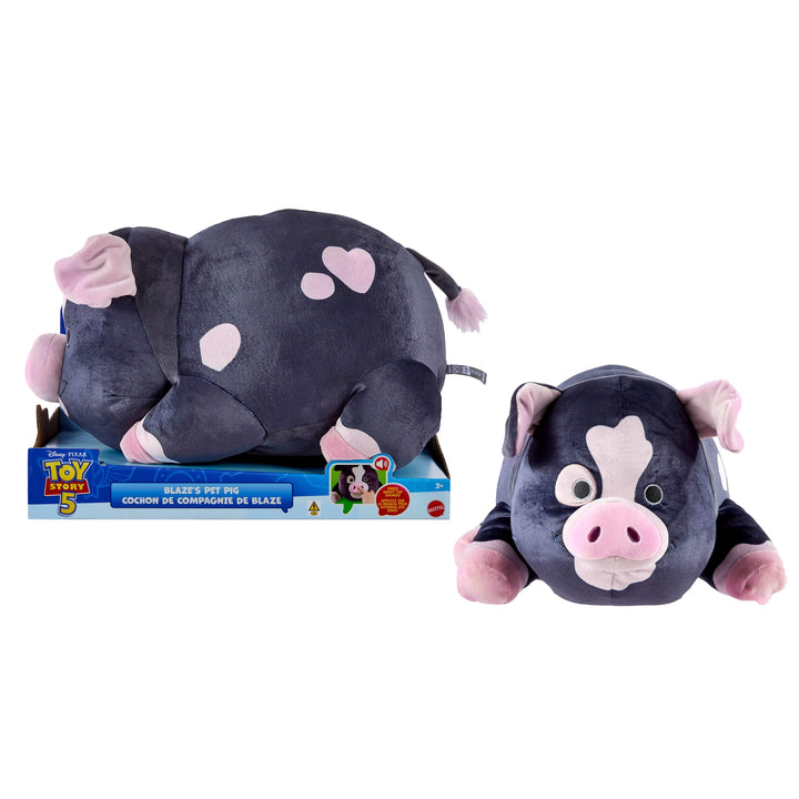 Mattel Disney Pixar Toy Story 5 Hausschwein von Blaze, Plüschtier mit über die Schnauze aktivierbare