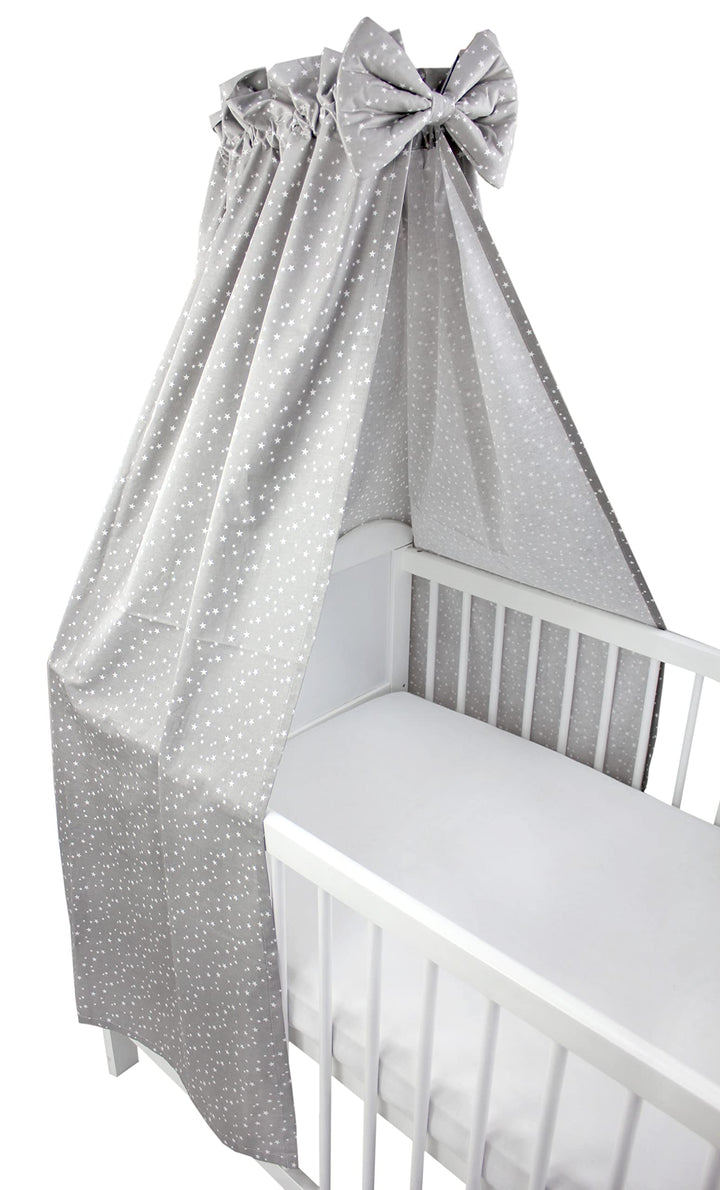 TupTam Babybett Himmel mit Schleifchen, Farbe: Sterne Grau 2, Grösse: ca. 160x240 cm ca. 160x240 cm