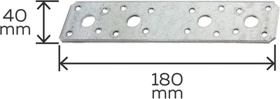 Alberts 846374 Flachverbinder | sendzimirverzinkt | 180 x 40 mm | 50er Set 180 x 40 mm / 50 Stk. Sin